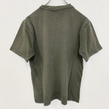 古着 used　半袖プリントTシャツ　デザインTシャツ　ビックプリント　カーキ　クルーネック　Sサイズ