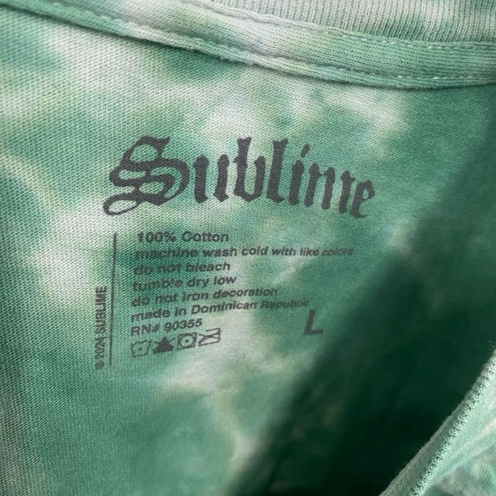 SUBLIME　サブライム　半袖音楽プリントTシャツ　バンドT　タイダイ　緑　グリーン　Lサイズ