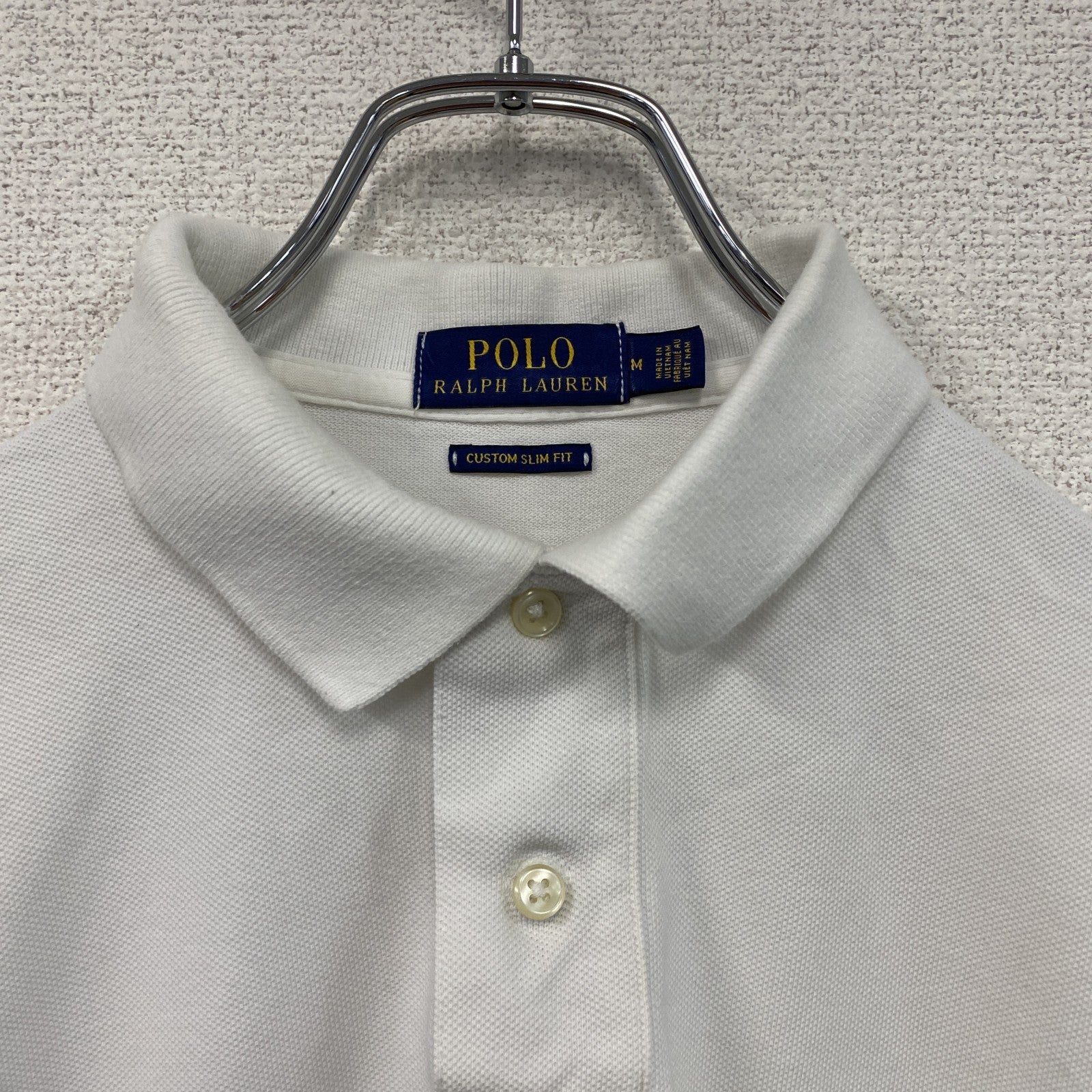 POLO RALPH LAUREN　ラルフローレン　半袖ポロシャツ　刺繍ロゴ　ワンポイント　白　ホワイト　Mサイズ