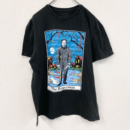 HALLOWEEN　マイケルマイヤーズ　ブギーマン　半袖ムービープリントTシャツ　ムービーT　黒　ブラック　Lサイズ