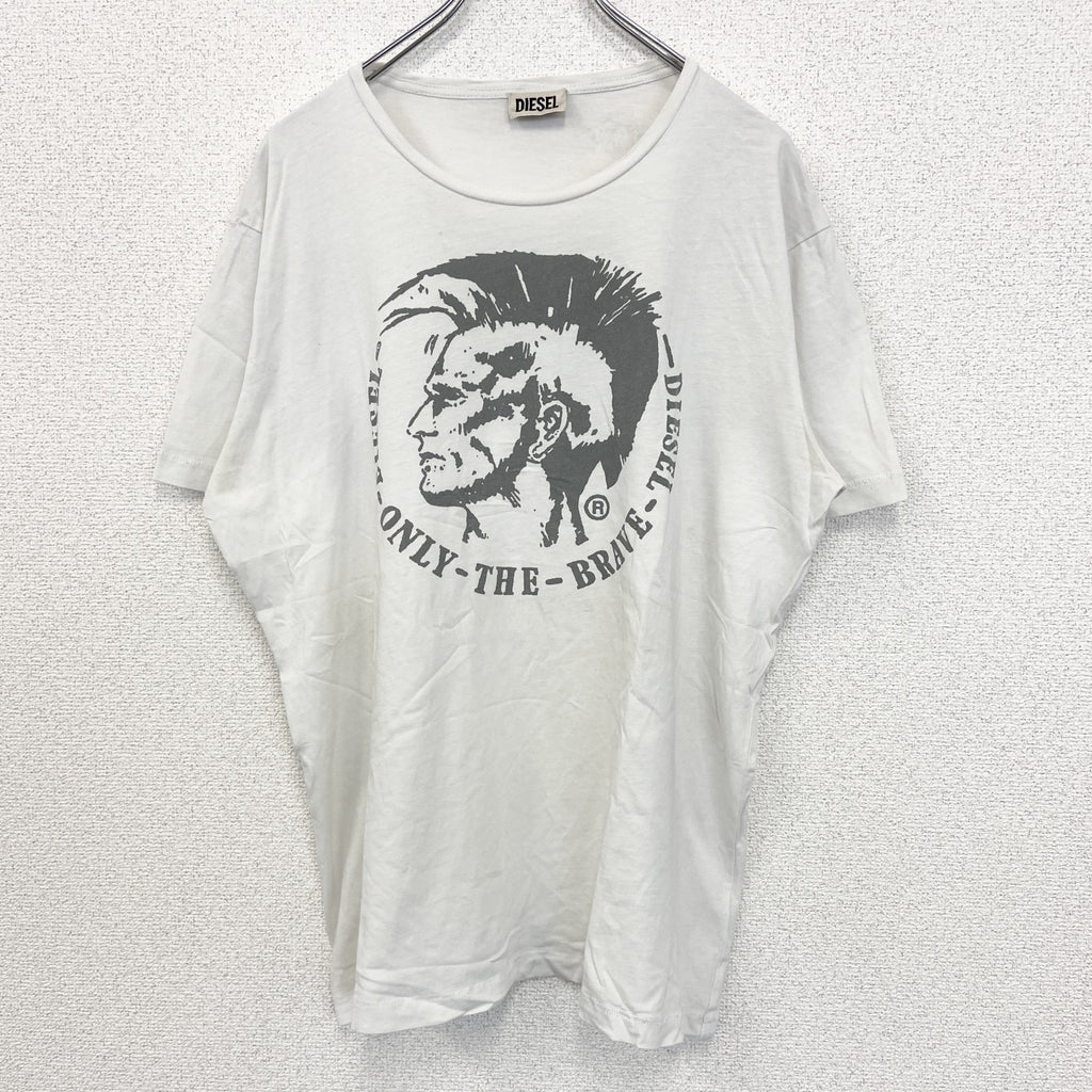 古着 used　DIESEL ディーゼル　半袖プリントTシャツ　カジュアル　シングルステッチ　白　クルーネック　レトロ　Mサイズ