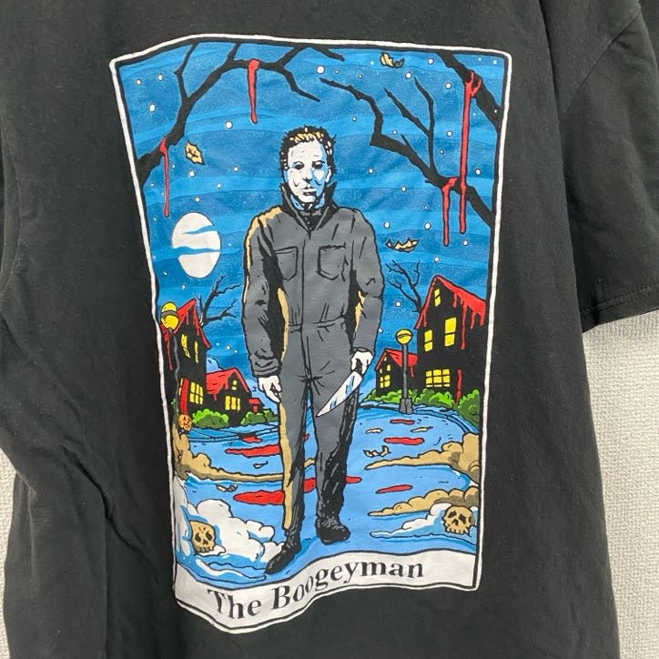 HALLOWEEN　マイケルマイヤーズ　ブギーマン　半袖ムービープリントTシャツ　ムービーT　黒　ブラック　Lサイズ