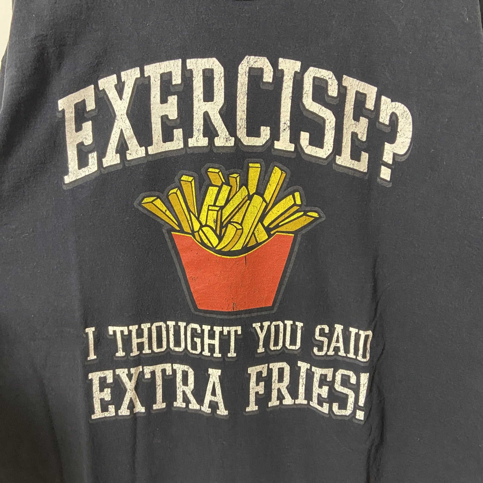 古着 used　FRUIT OF THE LOOM フルーツオブザルーム　半袖プリントTシャツ　フライドポテト　黒　XLサイズ