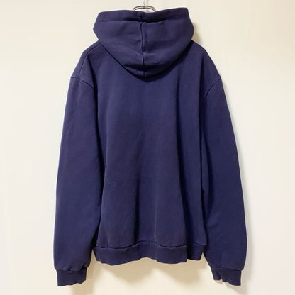 古着 used　PUMA プーマ　長袖ワンポイントロゴデザインパーカー　スウェットフーディ　ネイビー　前ポケット　XLサイズ