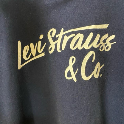 古着 used　LEVI’S リーバイス　長袖プリントデザインスウェット　フーディー　スウェット　ネイビー　XXＬサイズ