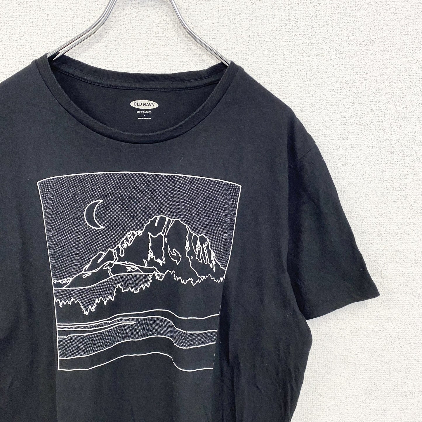 古着 used　OLDNAVY オールドネイビー　半袖グラフィックプリントTシャツ　黒　ブラック　クルーネック　Lサイズ