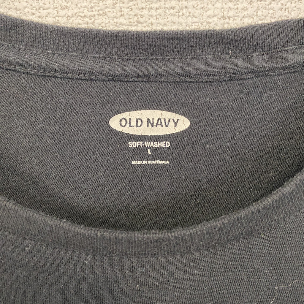 古着 used　OLDNAVY オールドネイビー　半袖グラフィックプリントTシャツ　黒　ブラック　クルーネック　Lサイズ