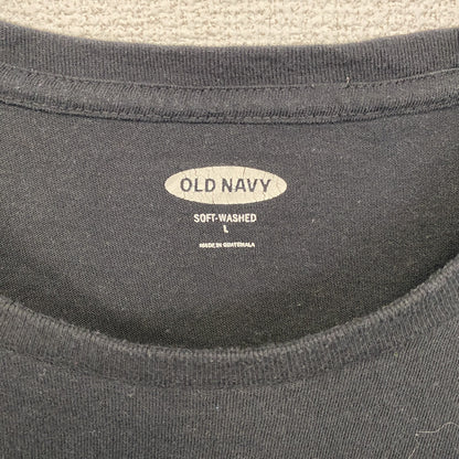 古着 used　OLDNAVY オールドネイビー　半袖グラフィックプリントTシャツ　黒　ブラック　クルーネック　Lサイズ