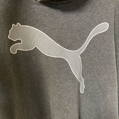 古着 used　PUMA プーマ　長袖ワンポイントロゴデザインパーカー　スウェットフーディ　グレー　前ポケット　XXLサイズ