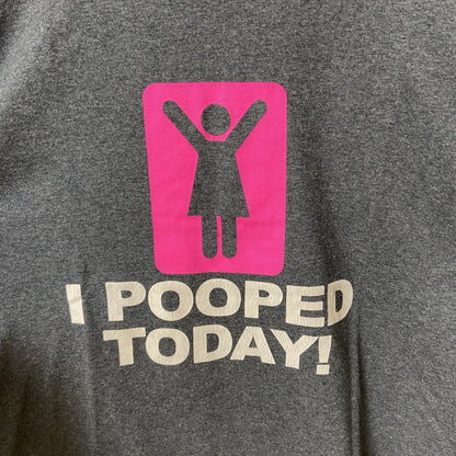 古着 used　I POOPED TODAY！　半袖プリントTシャツ　グレー　クルーネック　個性的　おもしろ　ギャグT　Mサイズ