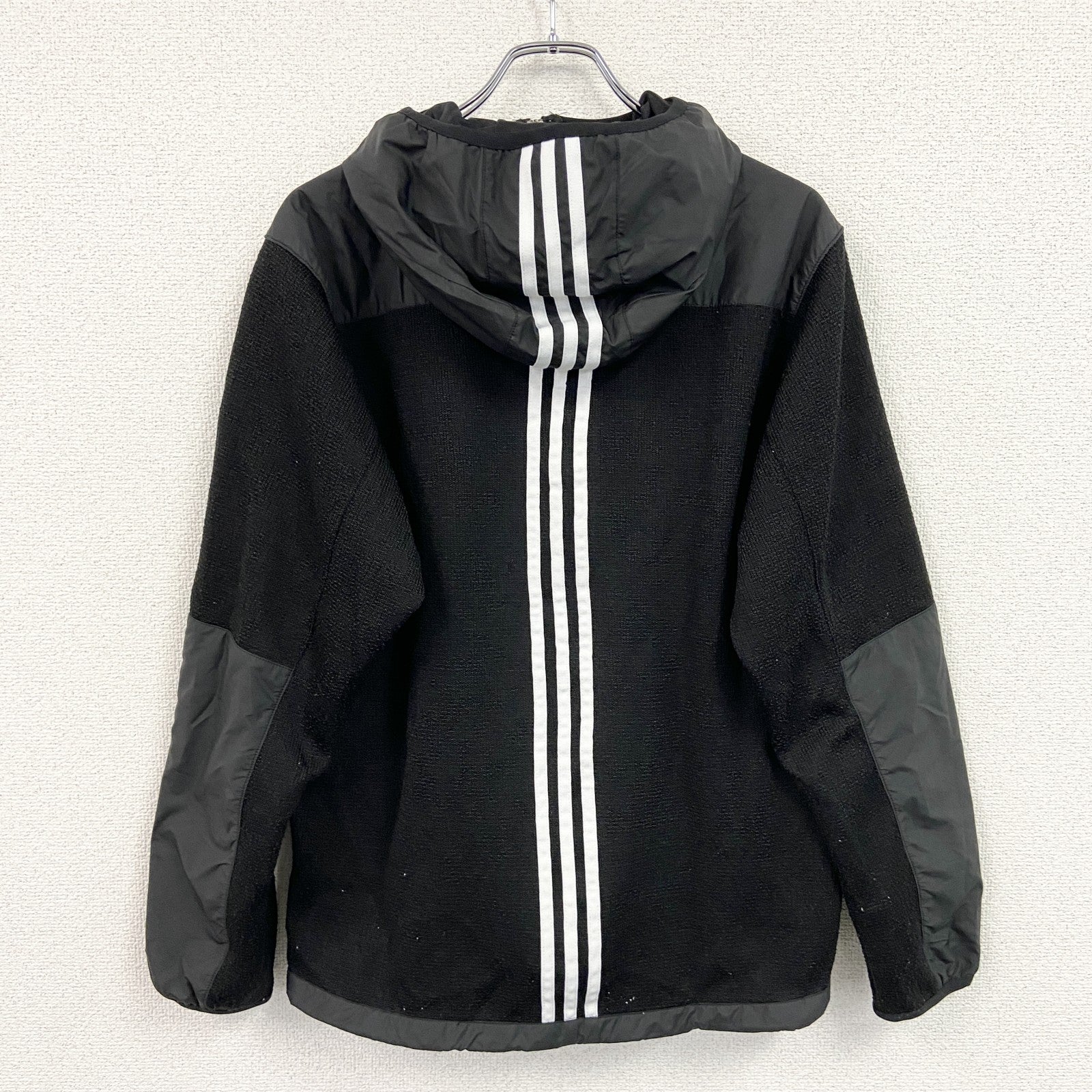 adidas　アディダス　フルジップパーカー　ジャージ　フーディー　黒　ブラック　Mサイズ