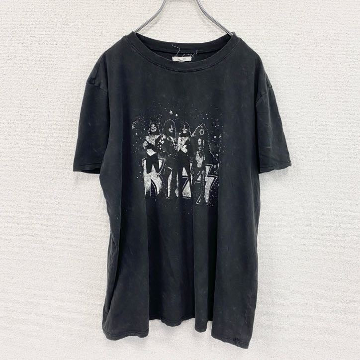 KISS　半袖プリントTシャツ　バンドT　ハードロック　ヘヴィメタル　黒　ブラック　OXサイズ