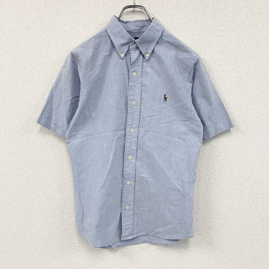RALPH LAUREN　ラルフローレン　CUSTOM FIT　半袖ボタンダウンシャツ　刺繍ロゴ　ワンポイント　水色　ブルー　Mサイズ