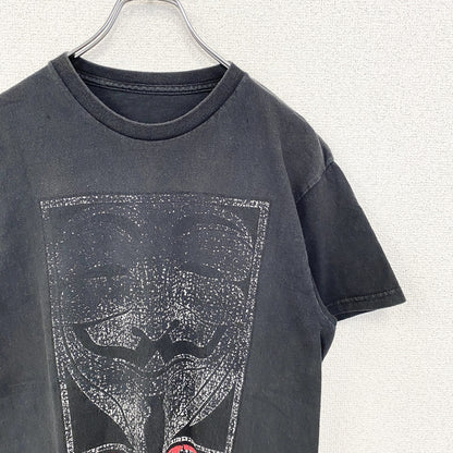 古着 used　DISOBEY　ガイ・フォークス　半袖デザインプリントTシャツ　黒　ブラック　クルーネック