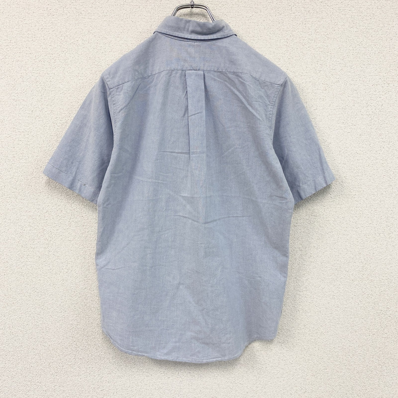 RALPH LAUREN　ラルフローレン　CUSTOM FIT　半袖ボタンダウンシャツ　刺繍ロゴ　ワンポイント　水色　ブルー　Mサイズ