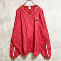 古着 used　HIGH5 SPORTSWEAR　長袖ナイロンプルオーバー　ワンポイント刺繍　赤　ビックシルエット　XXLサイズ