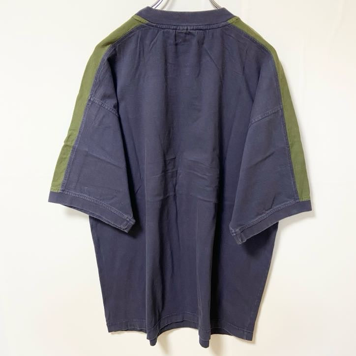 半袖Tシャツ　無地　シンプル　ビックシルエット　ツーカラー　紺　ネイビー　カーキ　XLサイズ