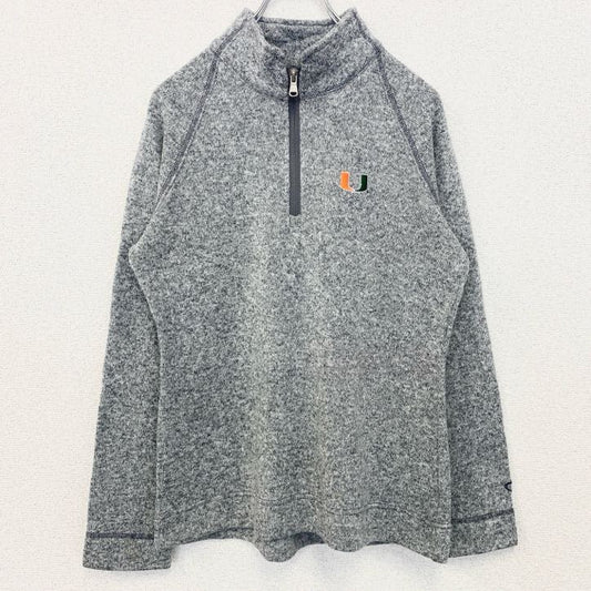 古着 used　Champion　チャンピオン　長袖ハーフジップスウェット　ハイネックトレーナー　ポイント刺繍　グレー　Mサイズ