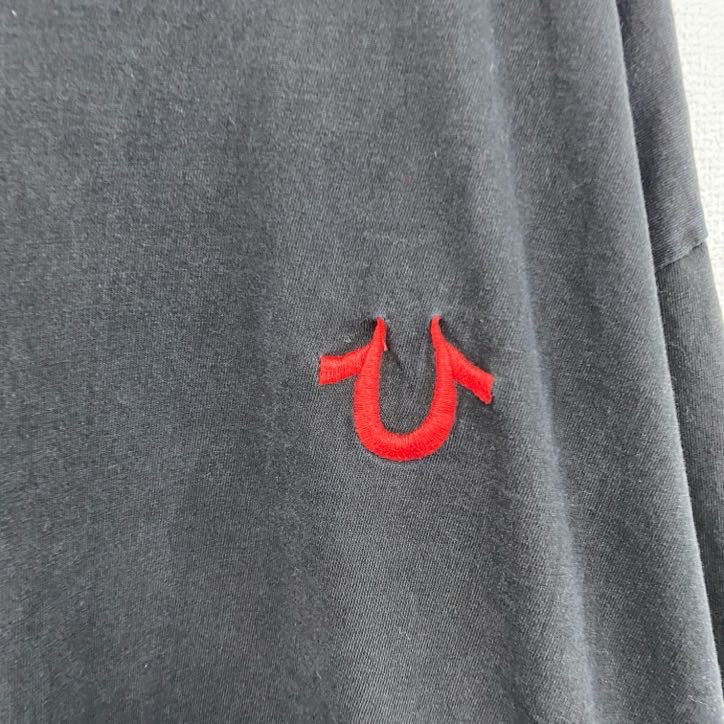 TRUE RELIGION　トゥルーレリジョン　半袖プリントTシャツ　刺繡ロゴ　黒　ブラック　2XLサイズ