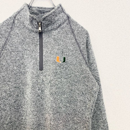 古着 used　Champion　チャンピオン　長袖ハーフジップスウェット　ハイネックトレーナー　ポイント刺繍　グレー　Mサイズ