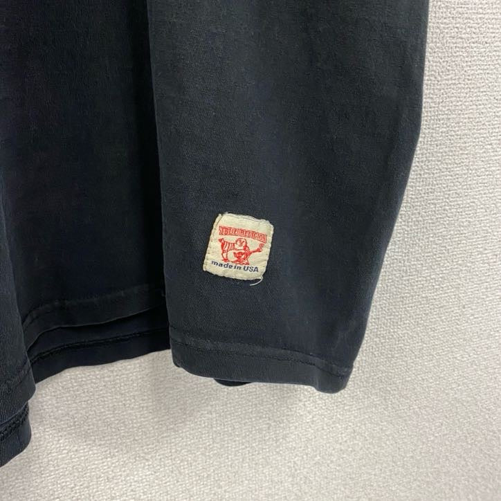 TRUE RELIGION　トゥルーレリジョン　半袖プリントTシャツ　刺繡ロゴ　黒　ブラック　2XLサイズ