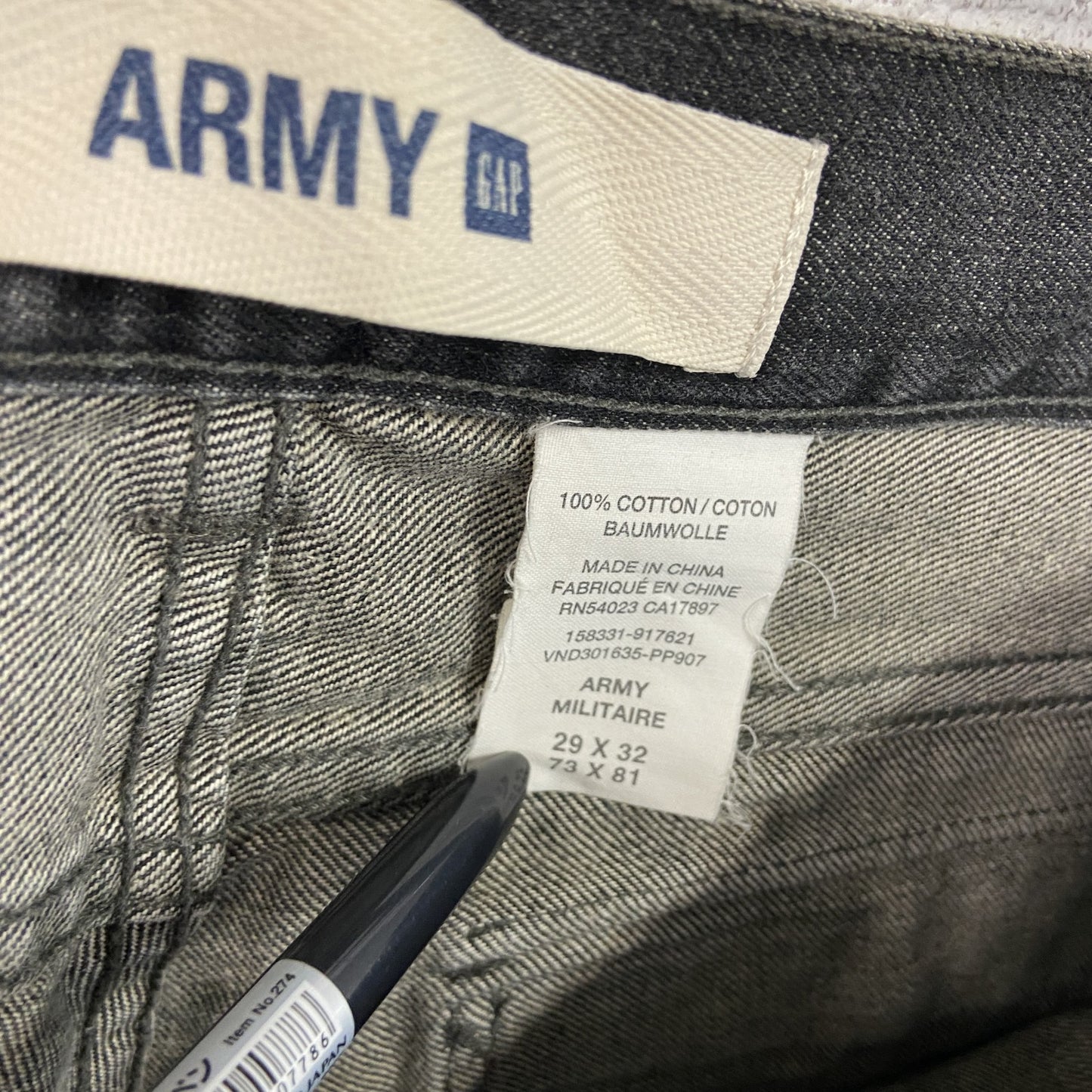 GAP ARMY　ギャップアーミー　デニムパンツ/ジーンズ　ジップフライ　黒　ブラック　29サイズ