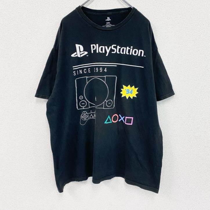 Play Station　プレイステーション　半袖プリントTシャツ　ゲームT　黒　ブラック　2XLサイズ