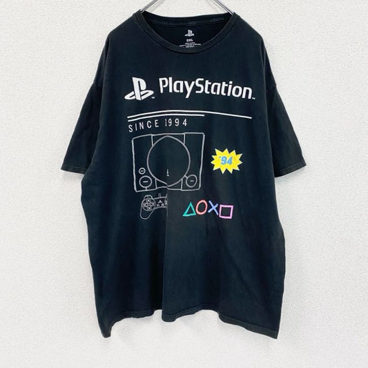 Play Station　プレイステーション　半袖プリントTシャツ　ゲームT　黒　ブラック　2XLサイズ