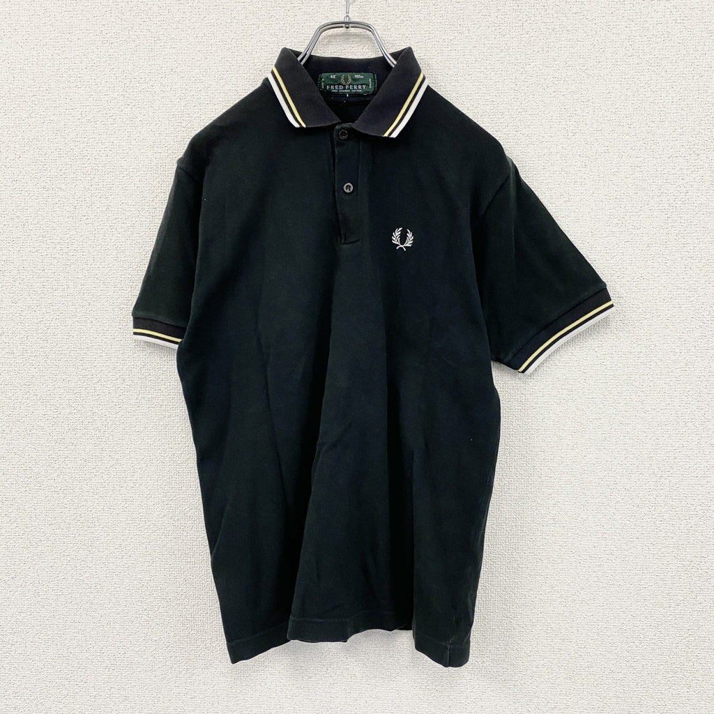 FRED PERRY　フレッドペリー　半袖ポロシャツ　刺繍ロゴ　ワンポイント　黒　ブラック　40サイズ