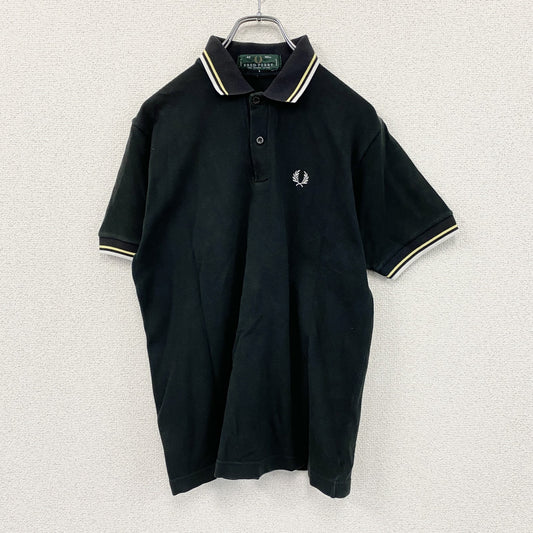 FRED PERRY　フレッドペリー　半袖ポロシャツ　刺繍ロゴ　ワンポイント　黒　ブラック　40サイズ