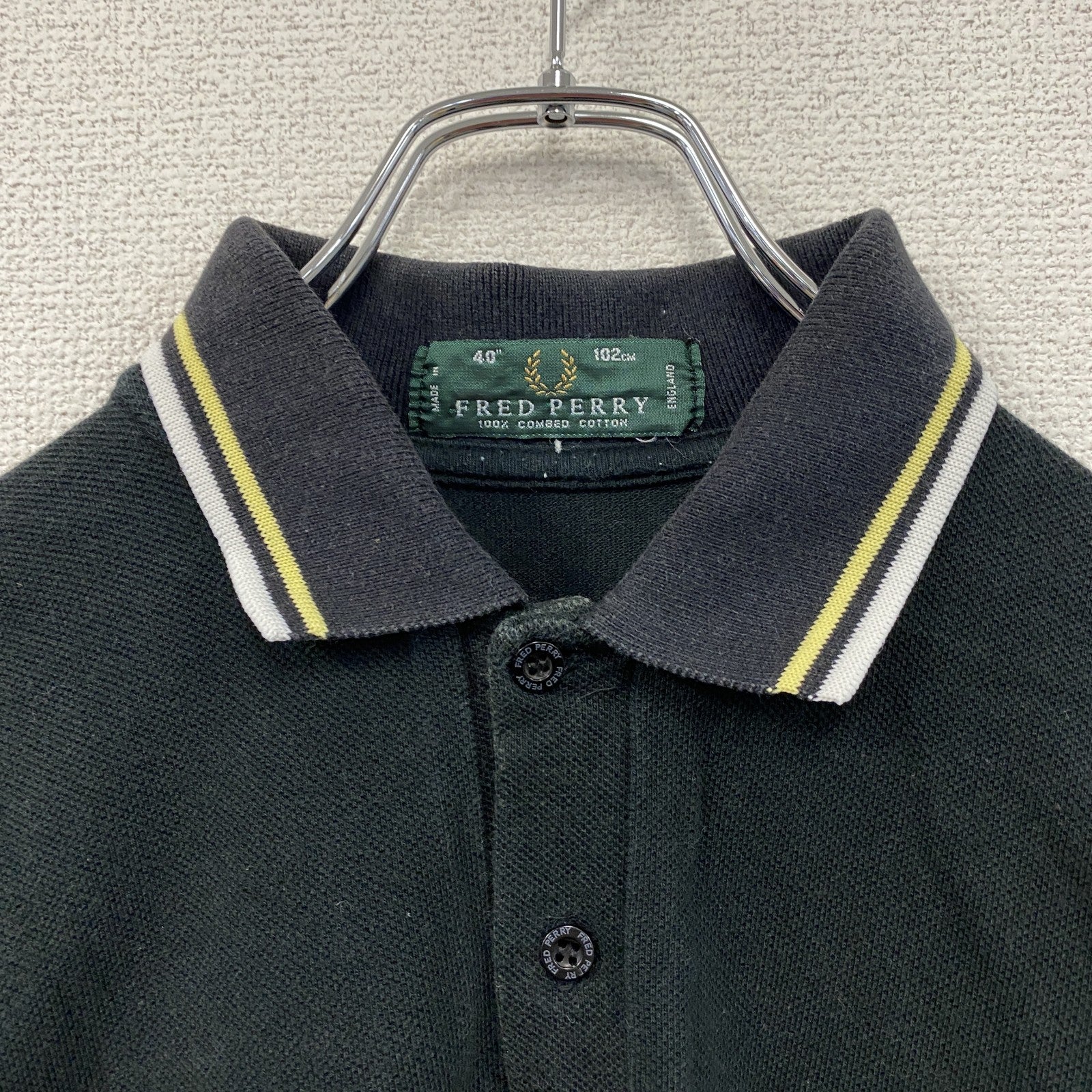 FRED PERRY　フレッドペリー　半袖ポロシャツ　刺繍ロゴ　ワンポイント　黒　ブラック　40サイズ