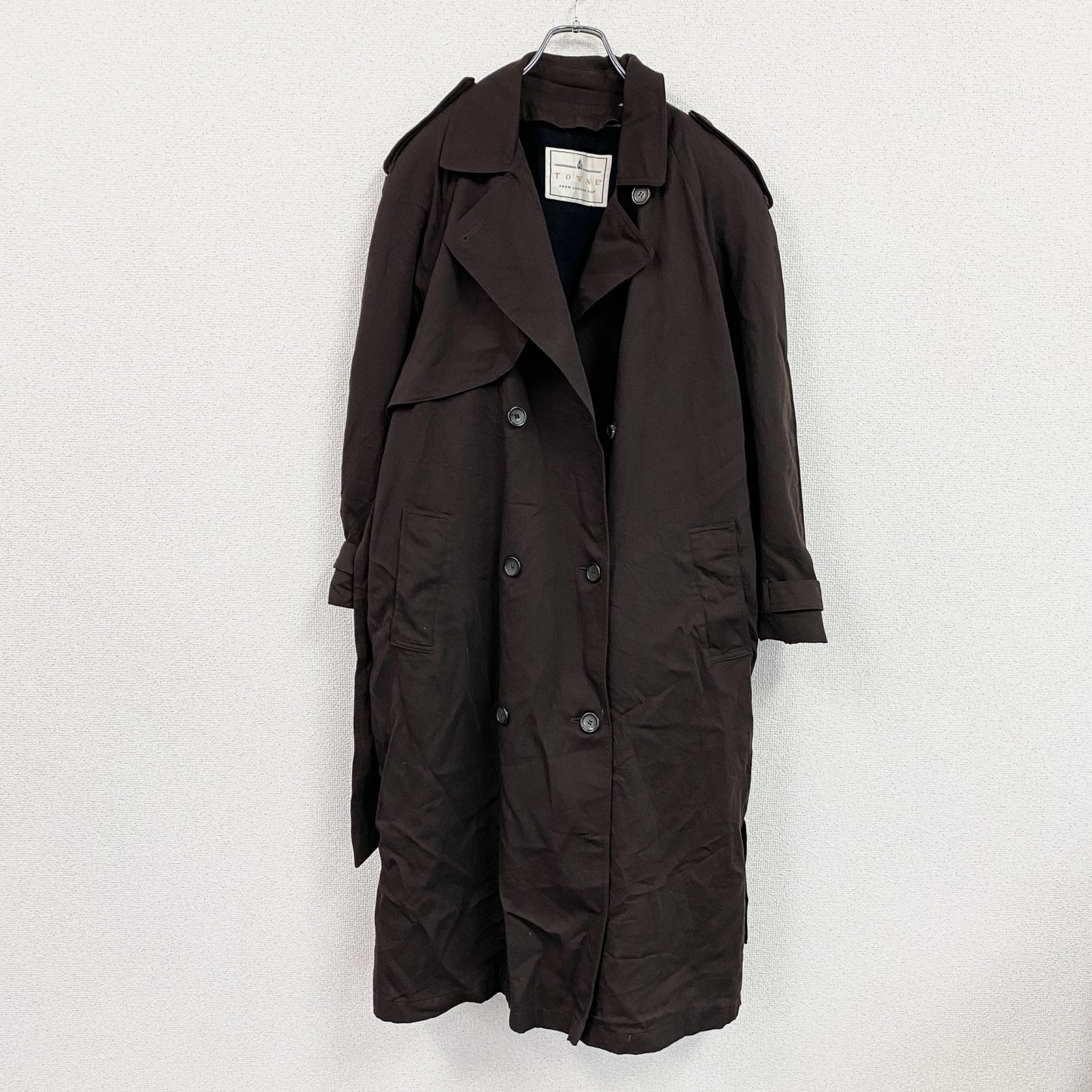 TOWNE　LONDON FOG　ロンドンフォグ　ダブルトレンチコート　茶色　ブラウン　10サイズ