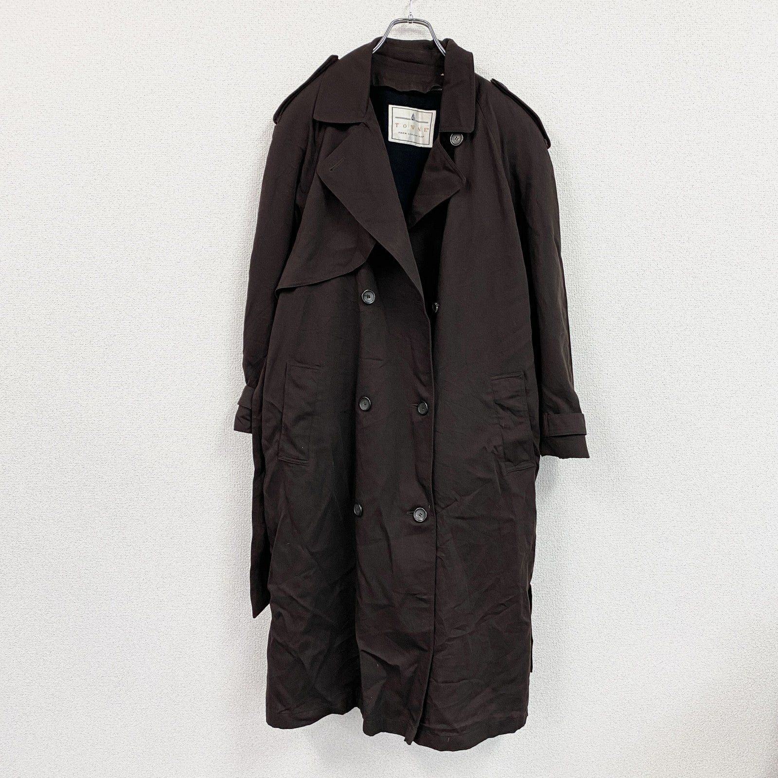 TOWNE　LONDON FOG　ロンドンフォグ　ダブルトレンチコート　茶色　ブラウン　10サイズ