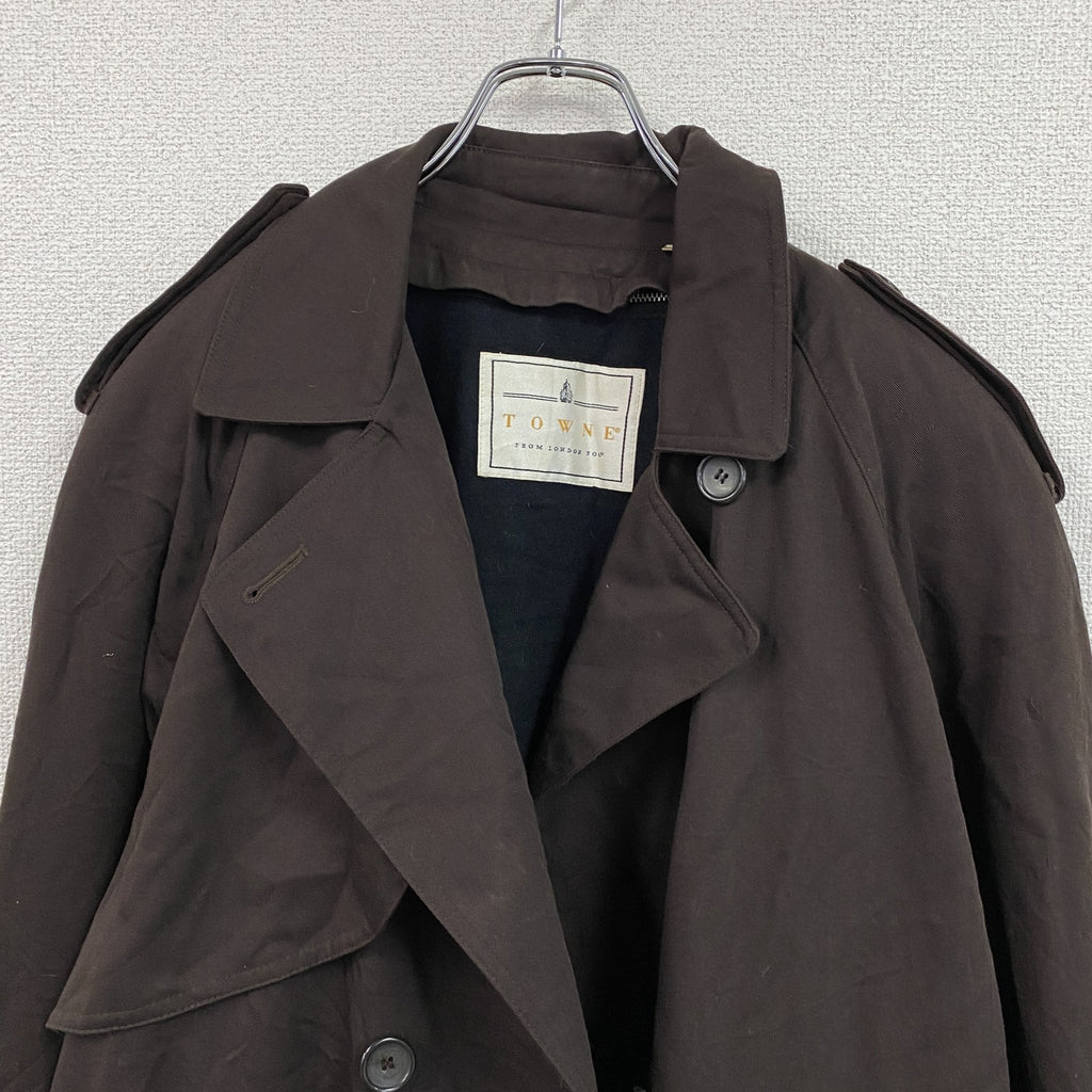 TOWNE　LONDON FOG　ロンドンフォグ　ダブルトレンチコート　茶色　ブラウン　10サイズ