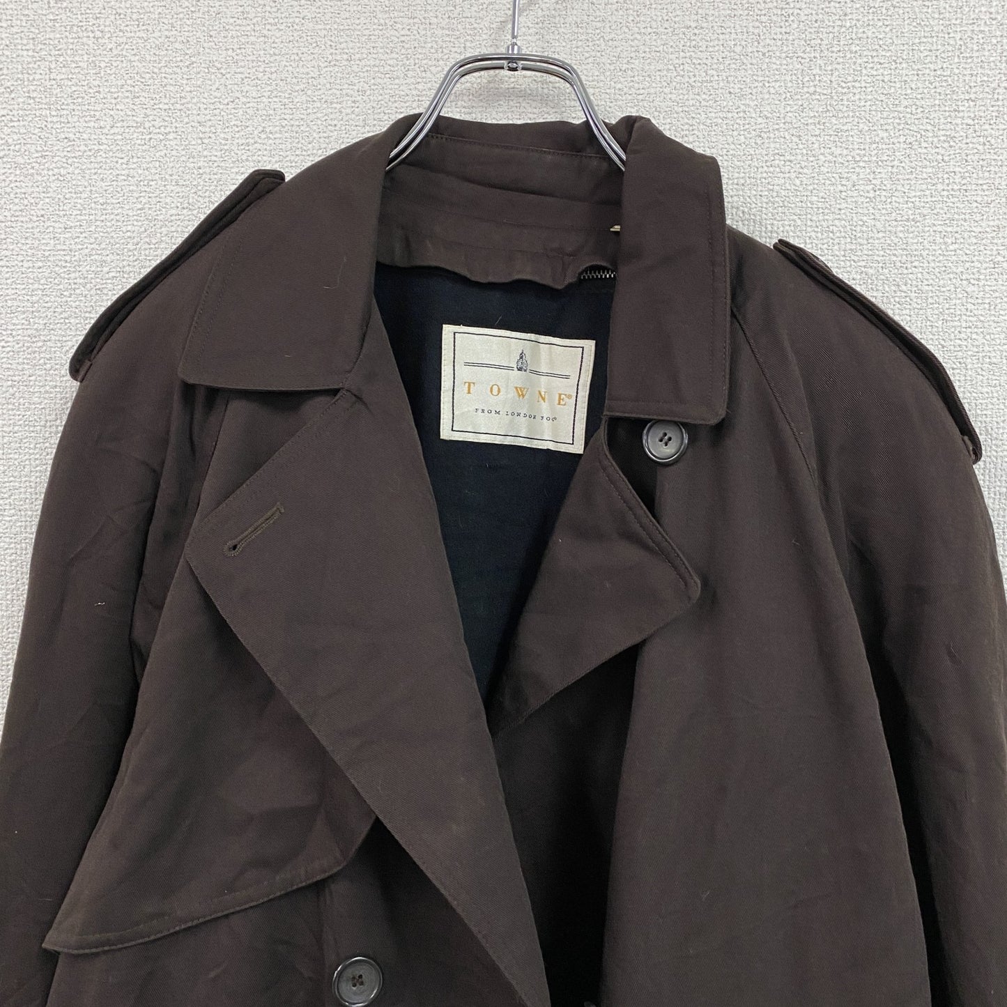 TOWNE　LONDON FOG　ロンドンフォグ　ダブルトレンチコート　茶色　ブラウン　10サイズ