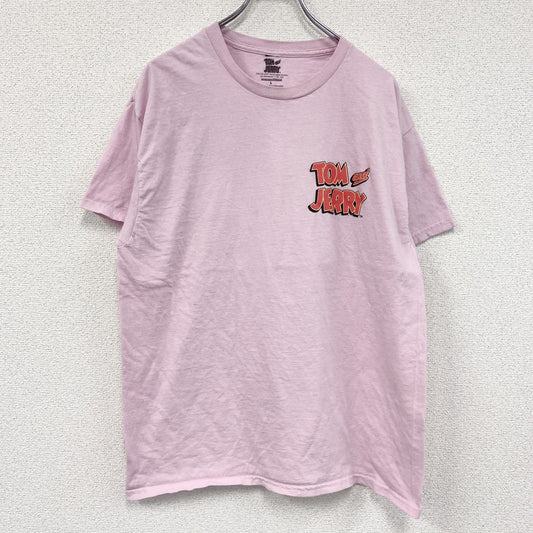 TOM and JERRY　トムとジェリー　半袖プリントTシャツ　アニメT　両面プリント　ピンク　Lサイズ
