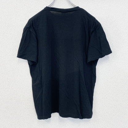 古着 used　ノーブランド　半袖プリントTシャツ　カラフル文字デザイン　クルーネック　黒　ブラック　レトロ　Lサイズ　