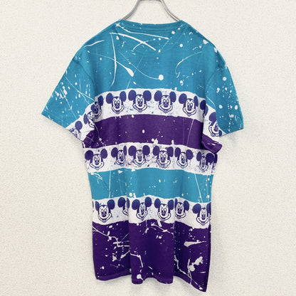古着 used　Disney　ディズニー　半袖公式キャラクタープリントTシャツ　Mickey　ミッキーマウス　水色　紫　Mサイズ