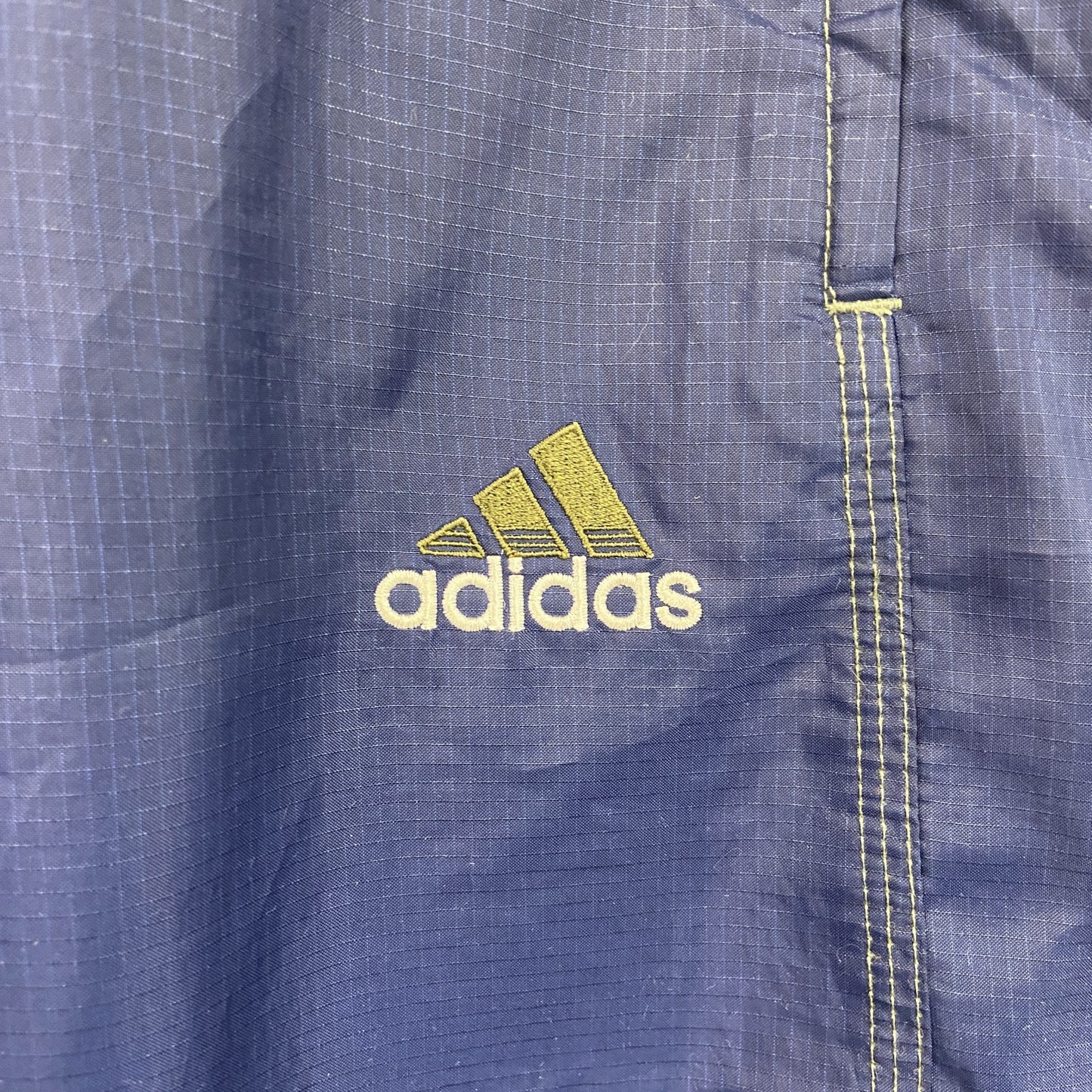 90s　adidas　アディダス　トラックパンツ/ジャージパンツ　リップストップ　パフォーマンスロゴ　刺繍ロゴ　紺　ネイビー　Mサイズ