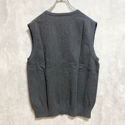 古着 used　MELONA メローナ　アーガイルニットベスト　セーター　Vネック　グレー　メンズ　秋冬服　Mサイズ