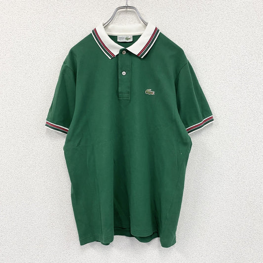 70s　CHEMISE LACOSTE　ラコステ　フレラコ　半袖ポロシャツ　刺繍ロゴ　ワンポイント　ユーロヴィンテージ　緑　グリーン