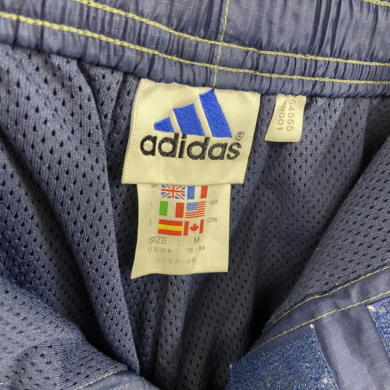 90s　adidas　アディダス　トラックパンツ/ジャージパンツ　リップストップ　パフォーマンスロゴ　刺繍ロゴ　紺　ネイビー　Mサイズ