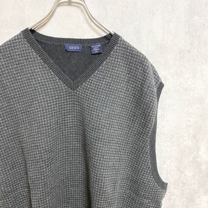 IZOD　アイゾッド　Vネックコットンニットベスト　千鳥格子　ビックシルエット　灰色　グレー　XXLサイズ