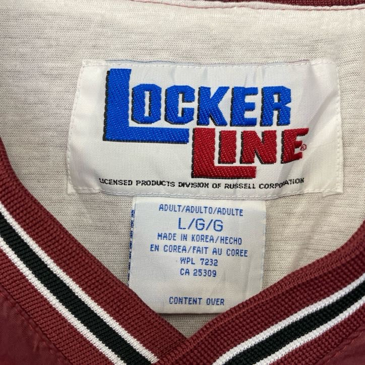 古着 used　LOCKER LINE　長袖Vネックカレッジナイロンプルオーバー　ミシシッピ大学　ワインレッド　Lサイズ