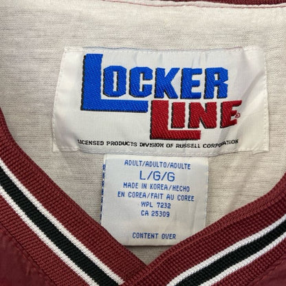 古着 used　LOCKER LINE　長袖Vネックカレッジナイロンプルオーバー　ミシシッピ大学　ワインレッド　Lサイズ
