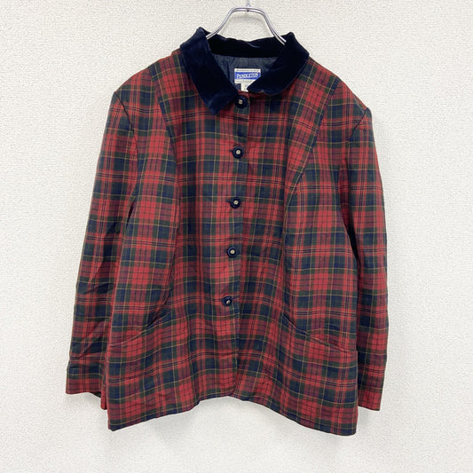 90s～　PENDLETON　ペンドルトン　ウールジャケット　ベロアカラー　チェック柄　ヴィンテージ　赤　レッド　22Wサイズ