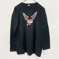 古着 used　ノーブランド　長袖デザインTシャツ　ハートエンジェル　カジュアル　クルーネック　黒　ブラック　レトロ　Lサイズ