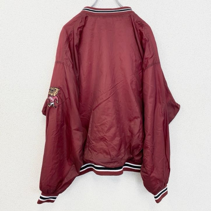 古着 used　LOCKER LINE　長袖Vネックカレッジナイロンプルオーバー　ミシシッピ大学　ワインレッド　Lサイズ