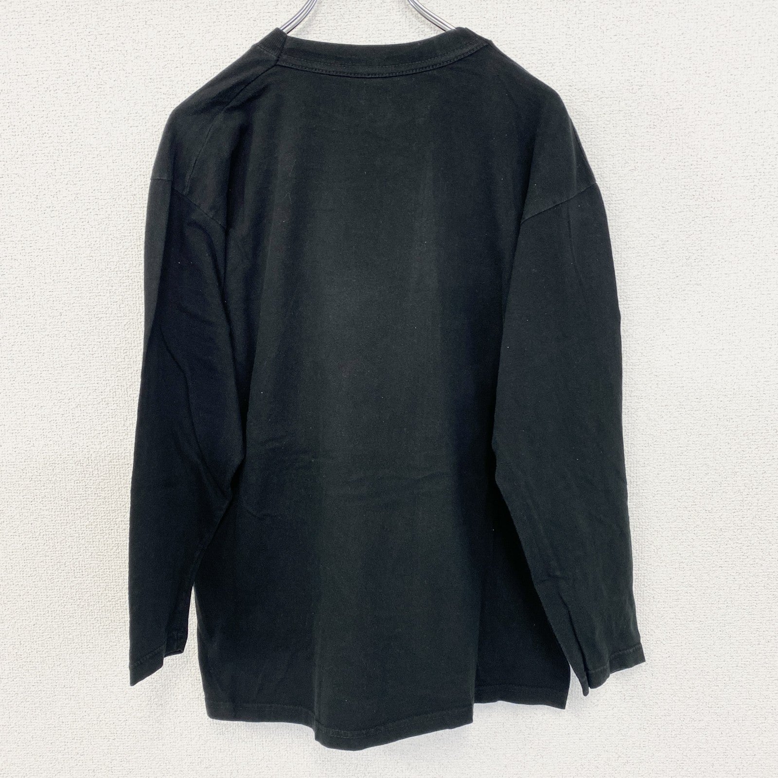 古着 used　ノーブランド　長袖デザインTシャツ　ハートエンジェル　カジュアル　クルーネック　黒　ブラック　レトロ　Lサイズ