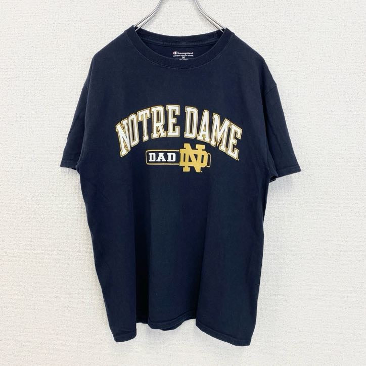 古着 used　Champion　チャンピオン　半袖プリントTシャツ　ノートルダム　バスケットボール　ネイビー　Mサイズ